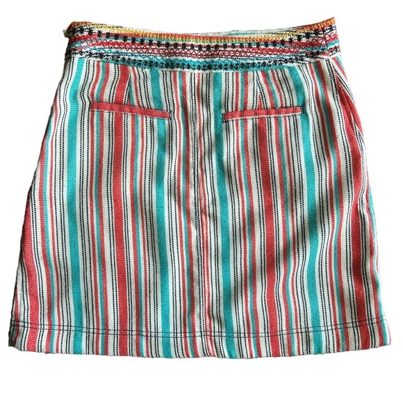Maeve Anthropologie Multicolor Striped Mini Skirt Women’s Sz 8 Boho Style Casual - Picture 4 of 10